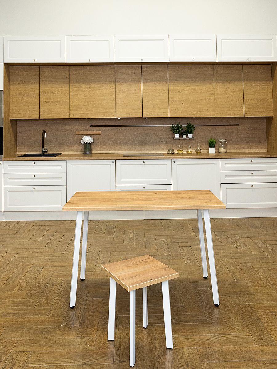 Стол обеденный Delight Dining, размер 120х70х75 см, цвет дуб золотой, цвет ножек белый