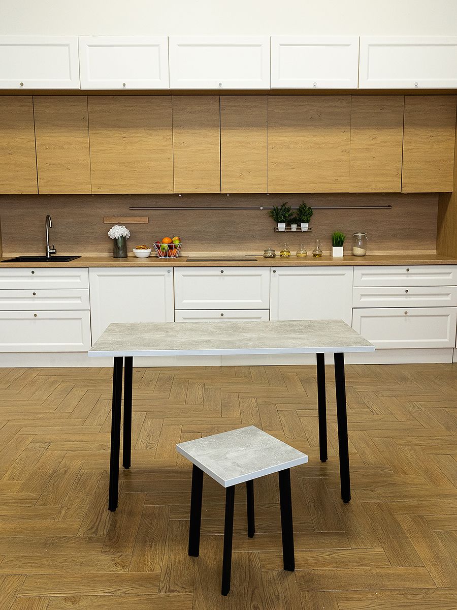 Стол обеденный Delight Dining, размер 90х60х75 см, цвет ателье светлый, цвет ножек черный