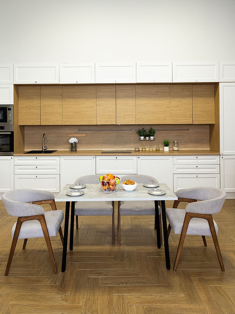 Стол обеденный Delight Dining, размер 90х60х75 см, цвет ателье светлый, цвет ножек черный