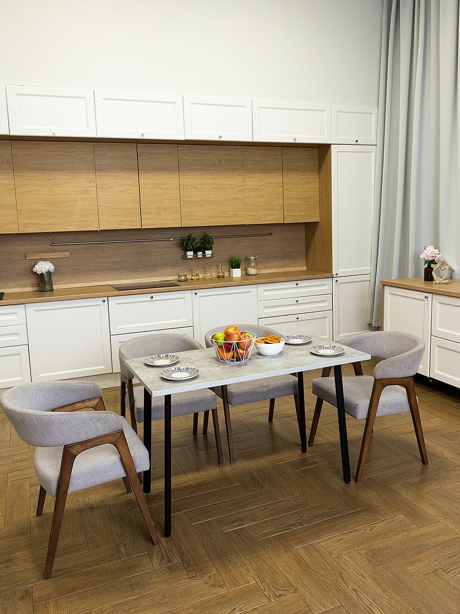 Стол обеденный Delight Dining, размер 120х60х75 см, цвет ателье светлый, цвет ножек черный