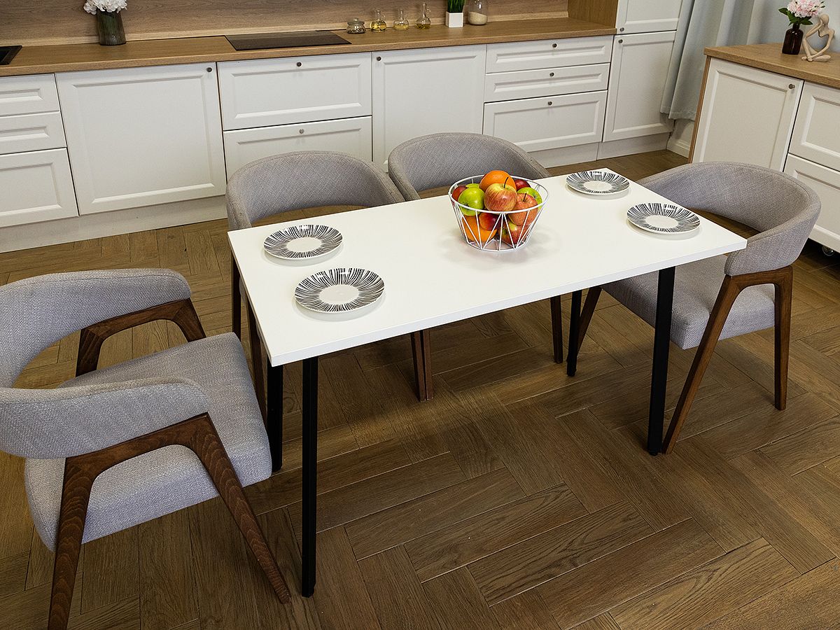 Стол обеденный кухонный Simple Table 90х55см цвет белый, ножки черные