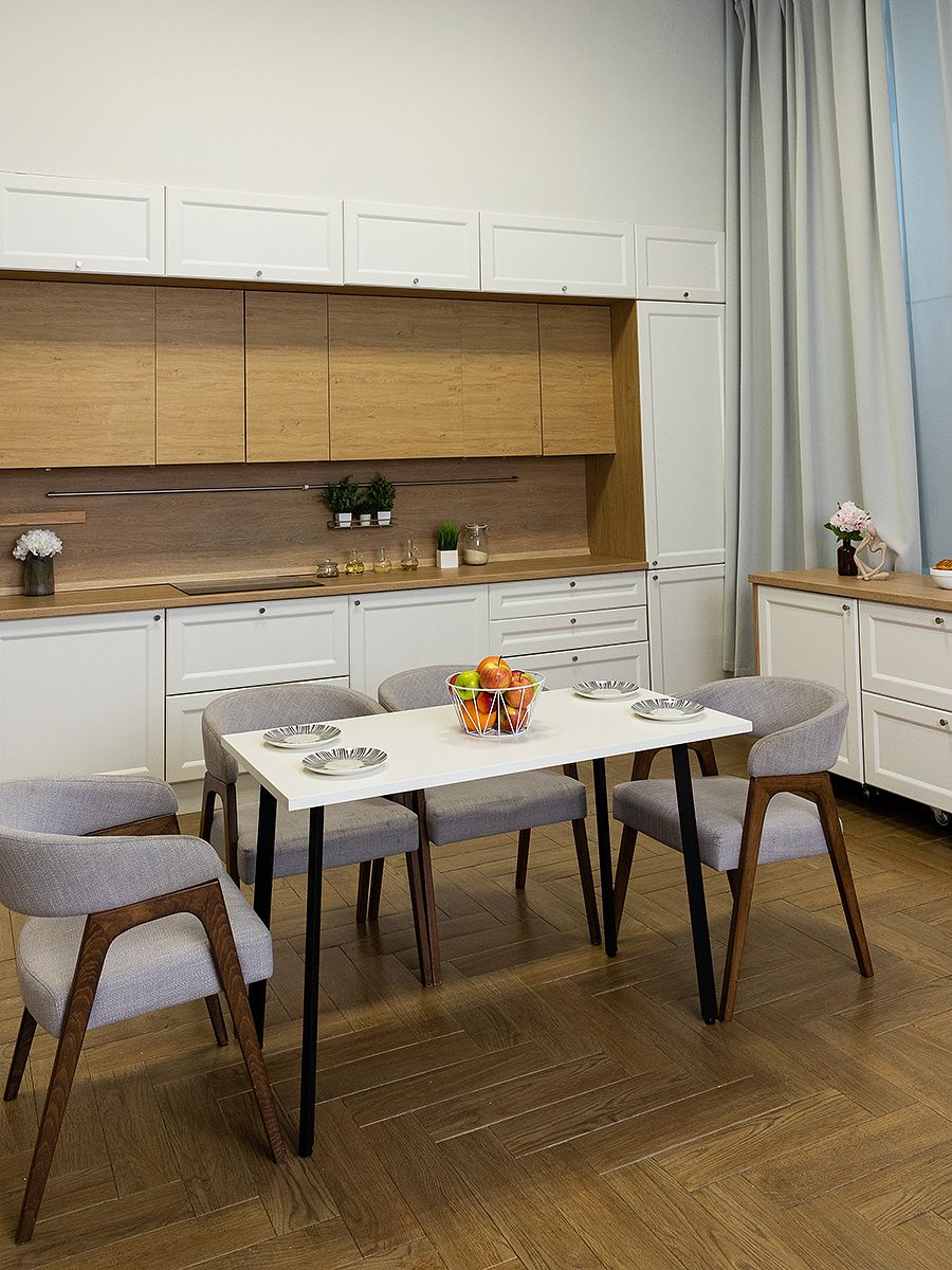 Стол обеденный кухонный Simple Table 110х55см цвет белый, ножки черные