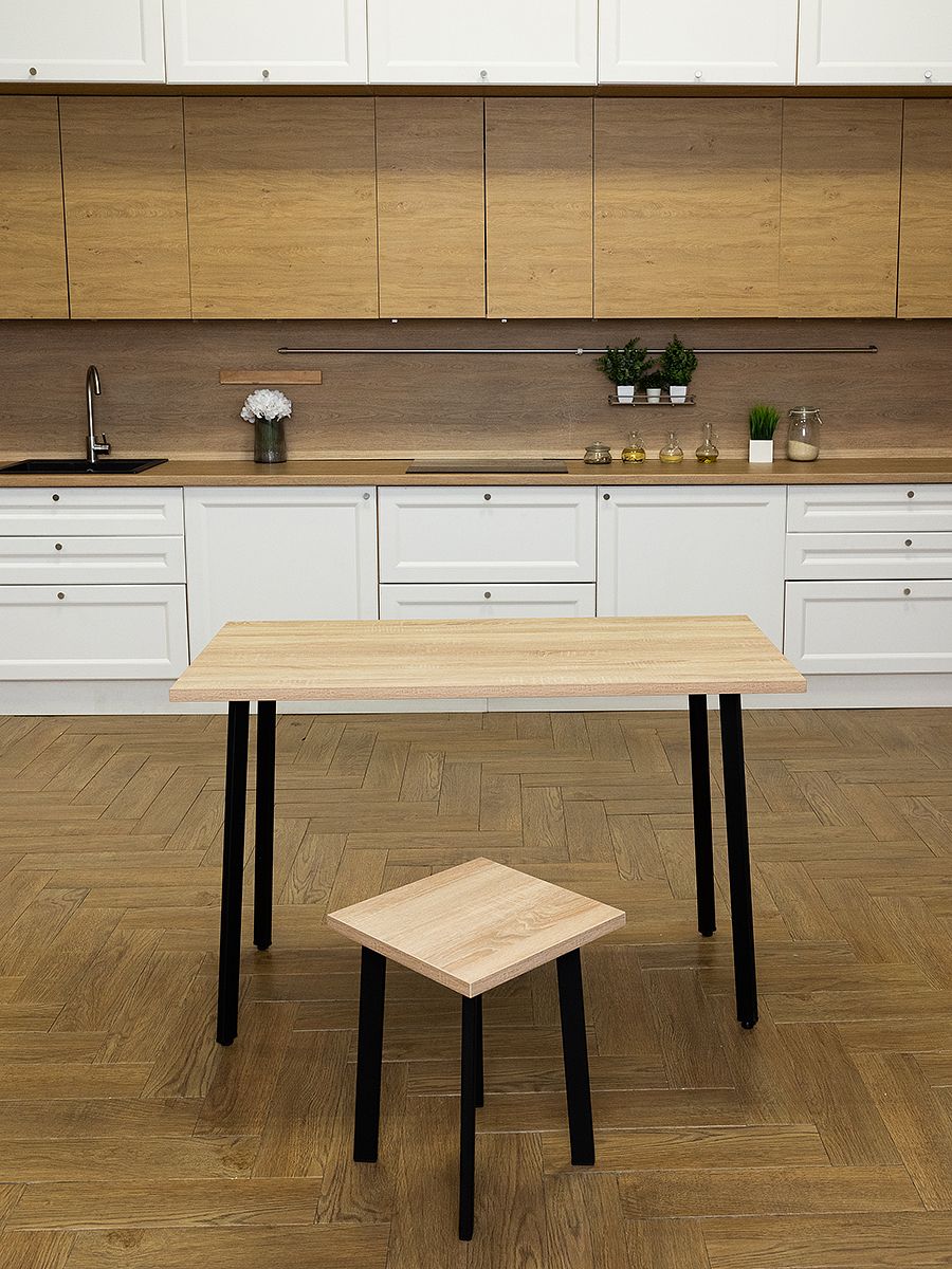 Стол обеденный Delight Dining, размер 140х70х75 см, цвет дуб сонома, цвет ножек черный