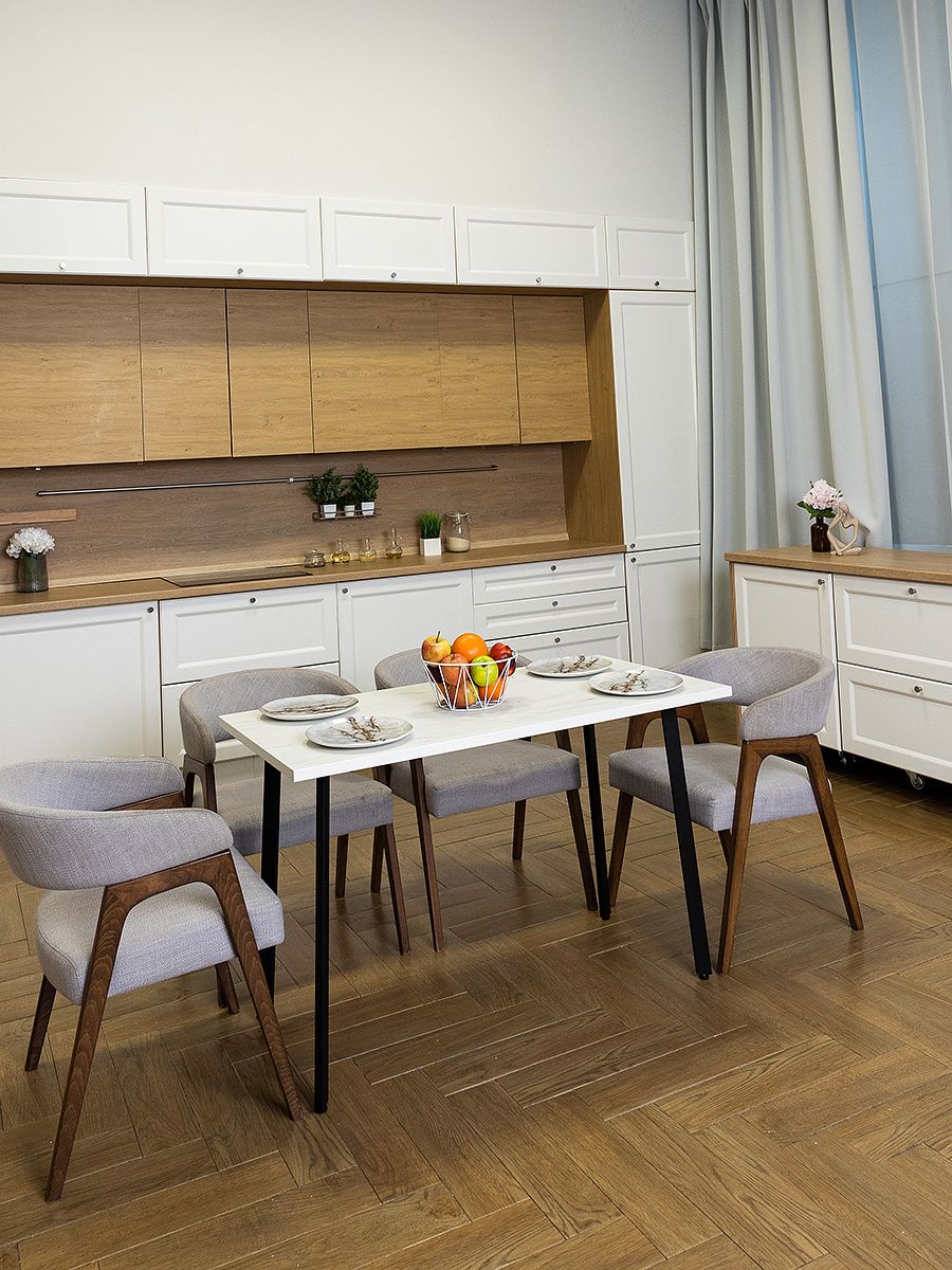 Стол обеденный Delight Dining, размер 120х70х75 см, цвет дуб белый крафт, цвет ножек черный