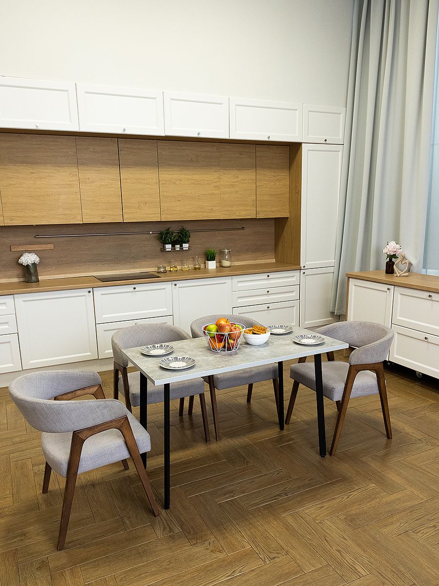 Стол обеденный Delight Dining, размер 140х70х75 см, цвет ателье светлый, цвет ножек черный