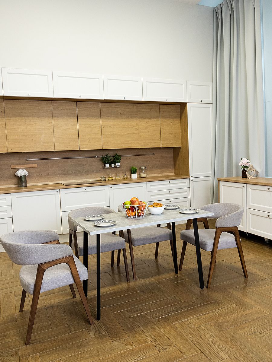 Стол обеденный Delight Dining, размер 90х60х75 см, цвет ателье светлый, цвет ножек черный