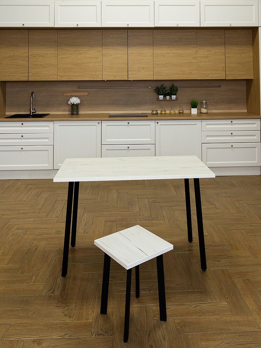 Стол обеденный Delight Dining, размер 120х70х75 см, цвет дуб белый крафт, цвет ножек черный
