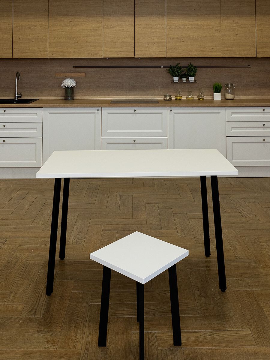 Стол обеденный Delight Dining, размер 140х70х75 см, цвет белый, цвет ножек черный