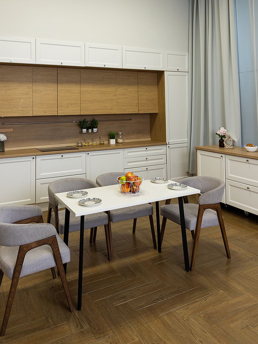 Стол обеденный Delight Dining, размер 90х60х75 см, цвет белый, цвет ножек черный
