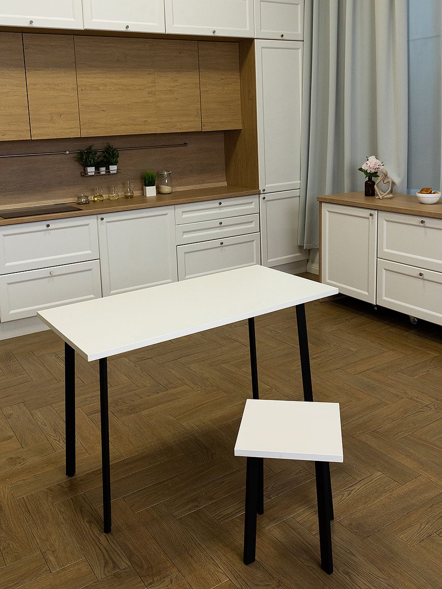 Стол обеденный Delight Dining, размер 90х60х75 см, цвет белый, цвет ножек черный