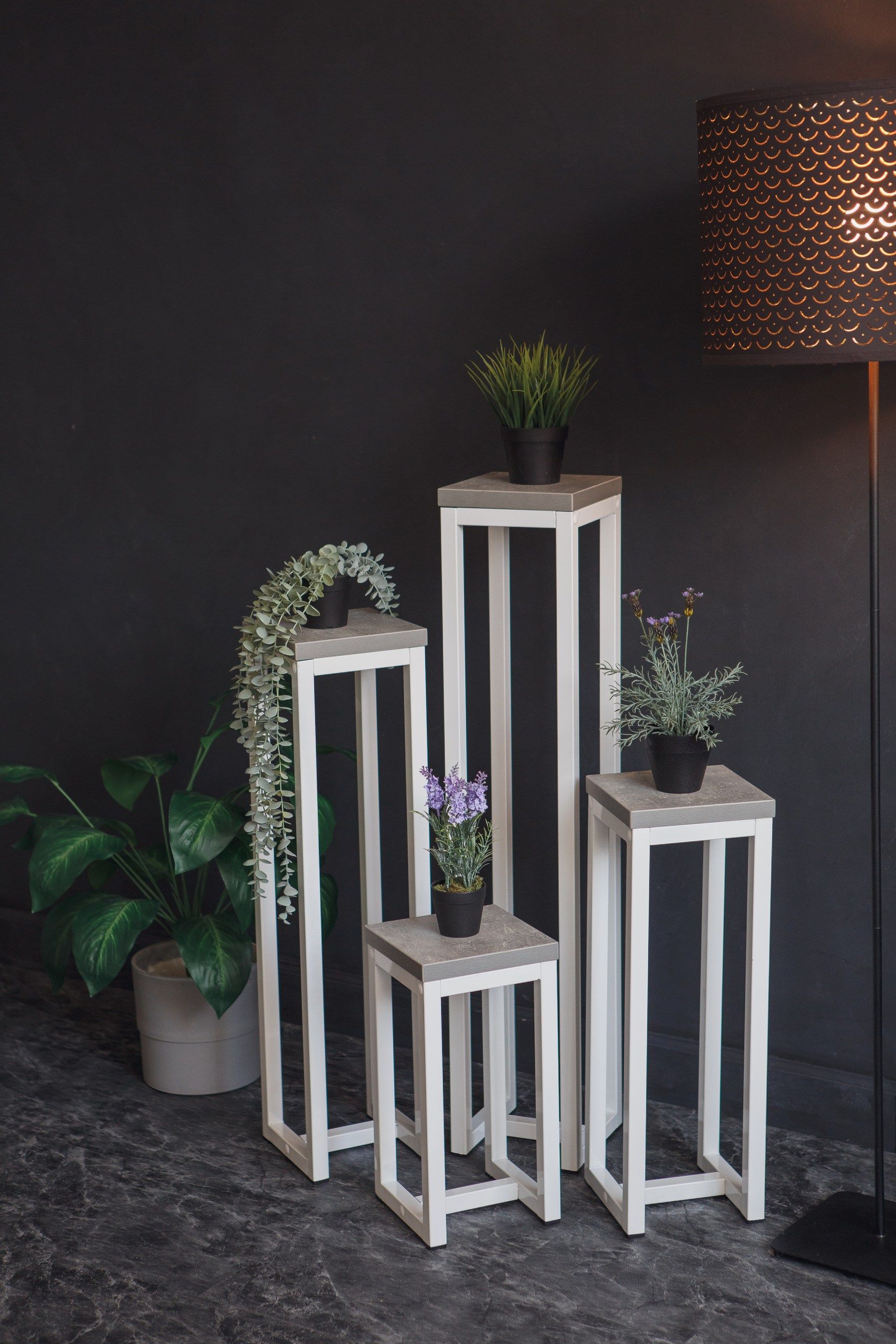 Цветочница-подставка Flowers Tower 100х20х20см ателье светлый, корпус белый