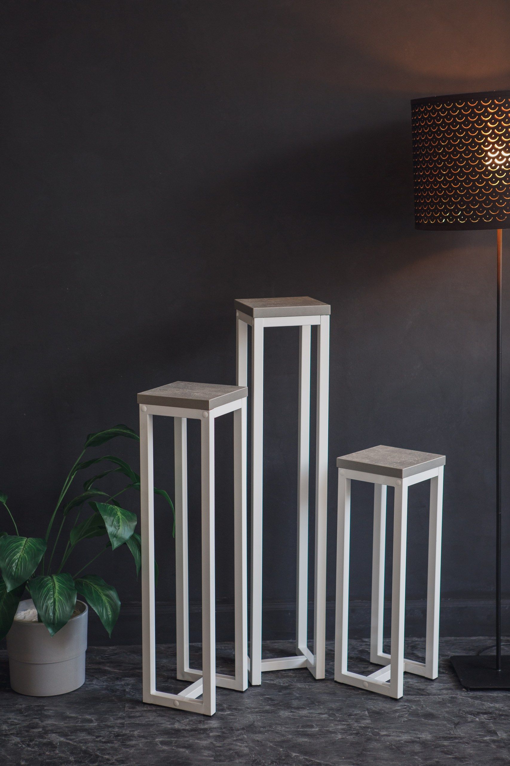 Цветочница-подставка Flowers Tower 100х20х20см ателье светлый, корпус белый
