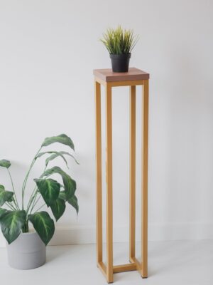 Цветочница-подставка Flowers Tower 100х20х20см дуб табачный, корпус золотой