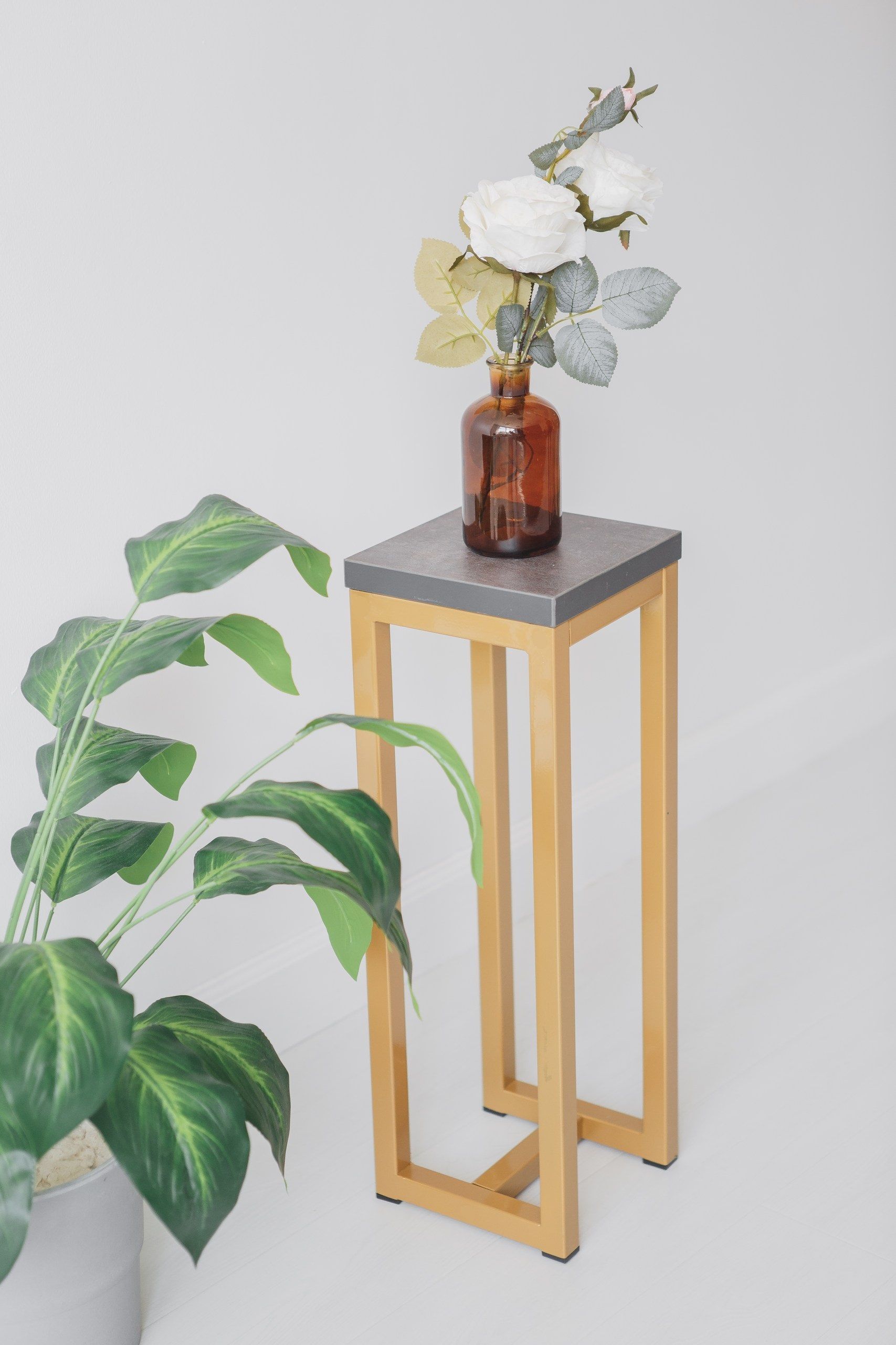 Цветочница-подставка Flowers Tower 60х20х20см ателье темный, корпус золотой
