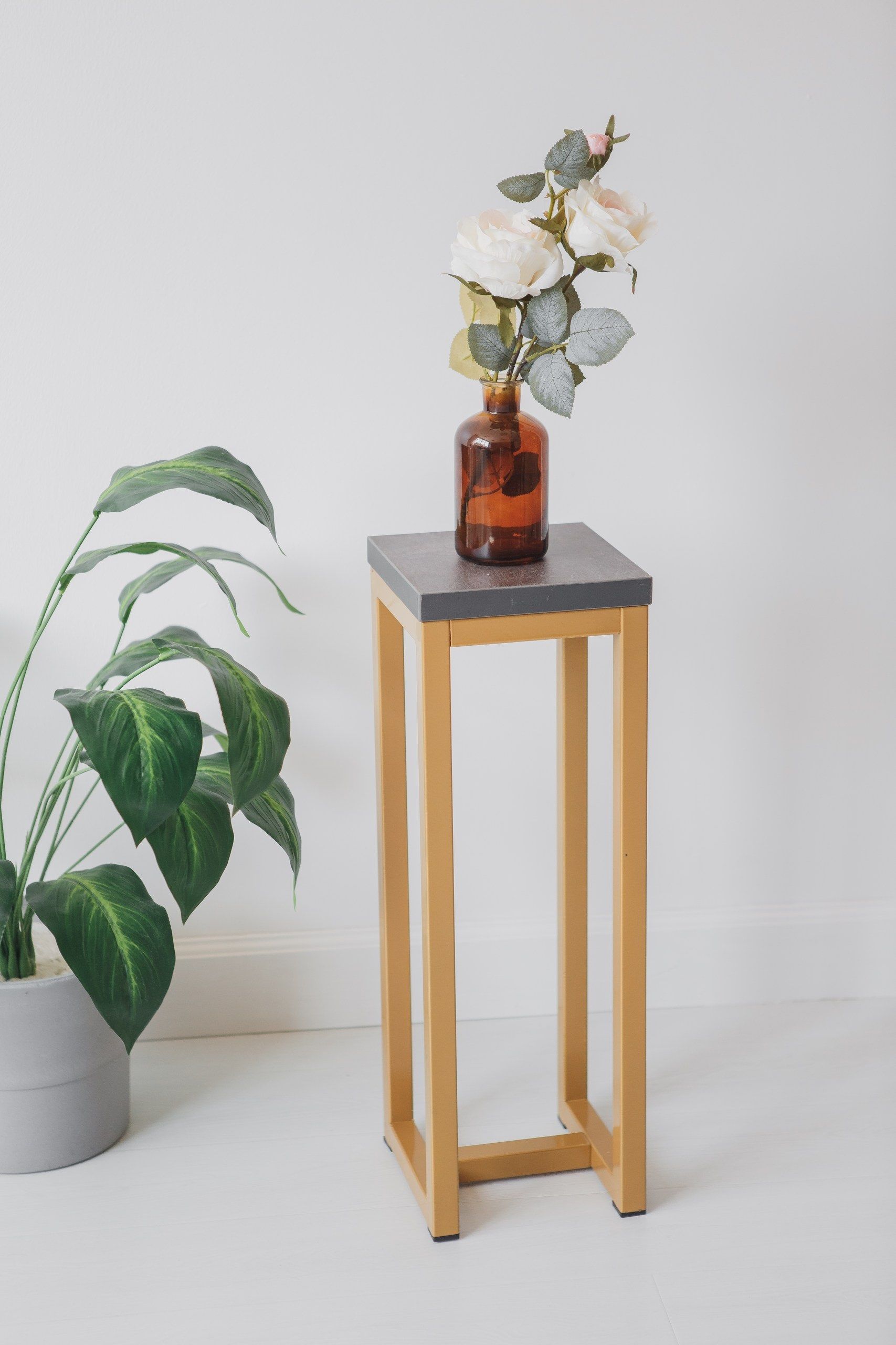 Цветочница-подставка Flowers Tower 60х20х20см ателье темный, корпус золотой