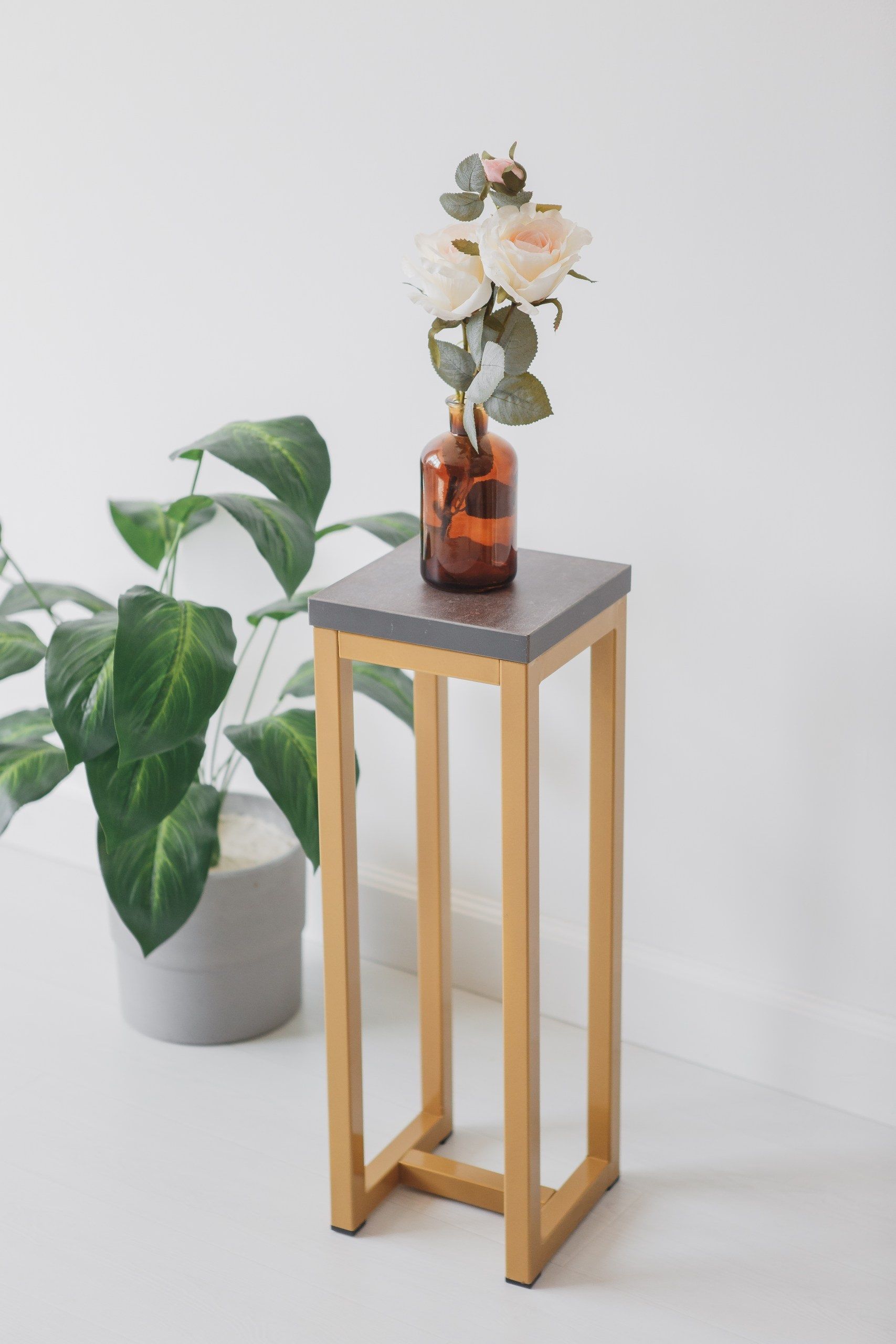 Цветочница-подставка Flowers Tower 60х20х20см ателье темный, корпус золотой