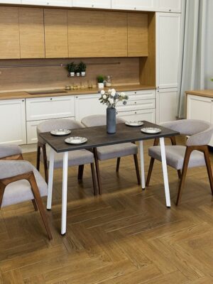 Стол обеденный кухонный Simple Table 90х55см цвет ателье темный, ножки белые