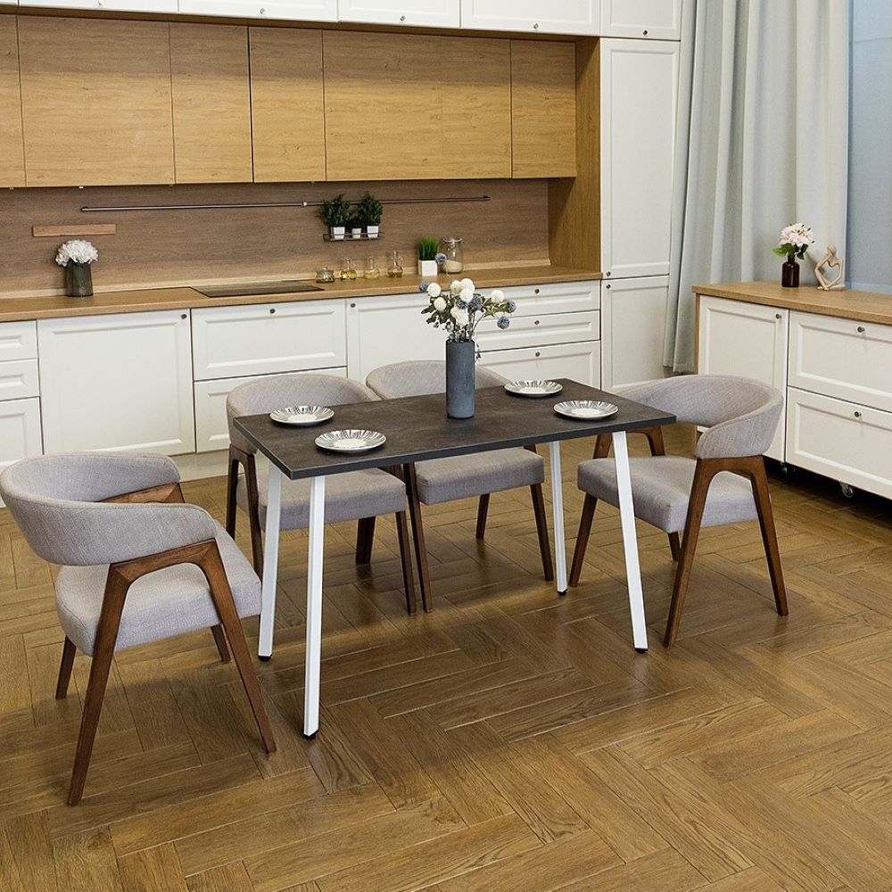 Стол обеденный кухонный Simple Table 110х55см цвет ателье темный, ножки белые