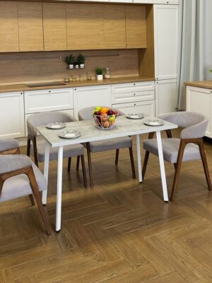 Стол обеденный кухонный Simple Table 90х55см цвет ателье светлый, ножки белые