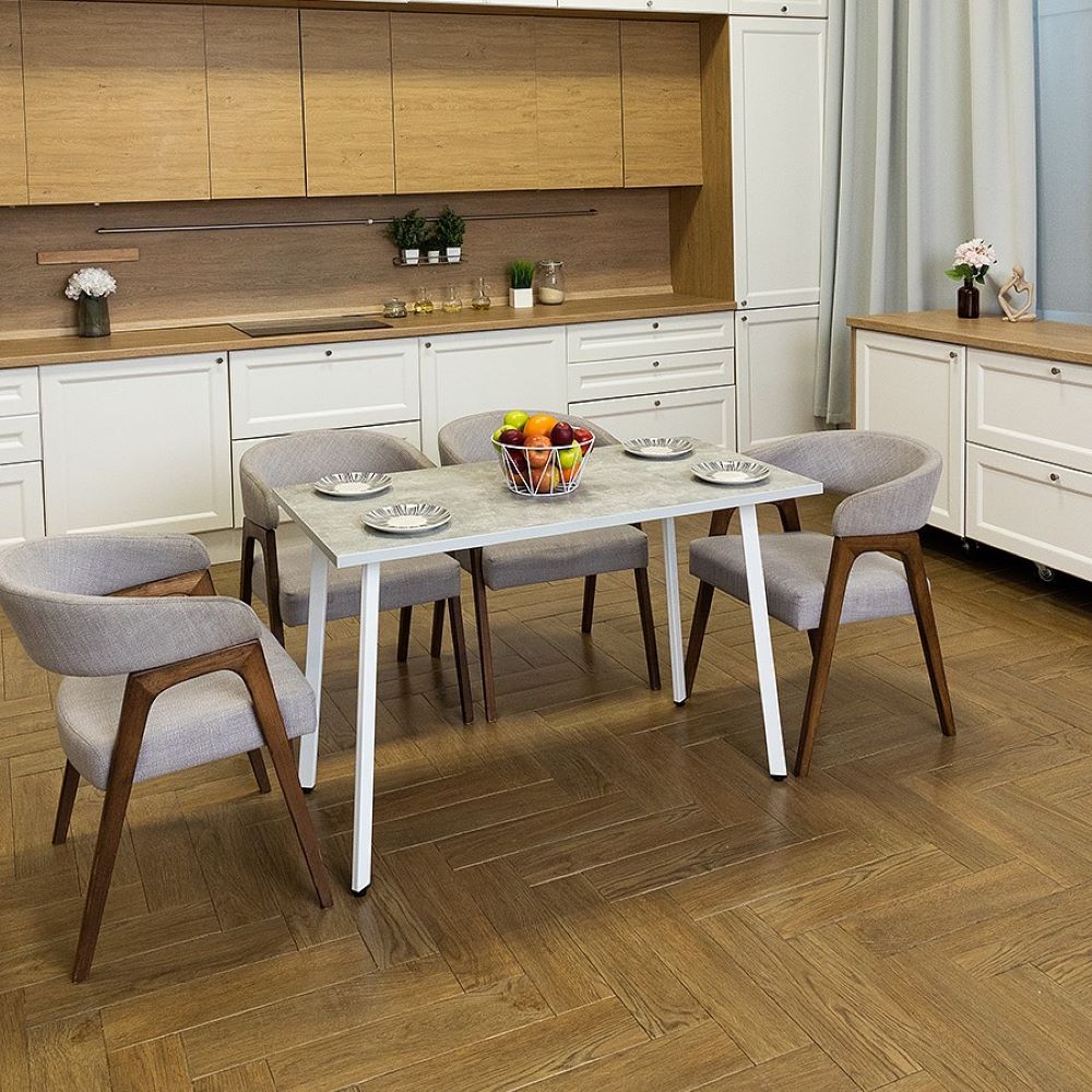 Стол обеденный кухонный Simple Table 90х55см цвет ателье светлый, ножки белые