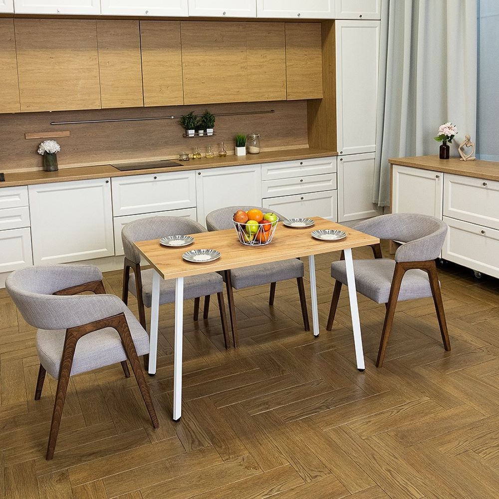 Стол обеденный кухонный Simple Table 90х55см цвет дуб золотой, ножки белые