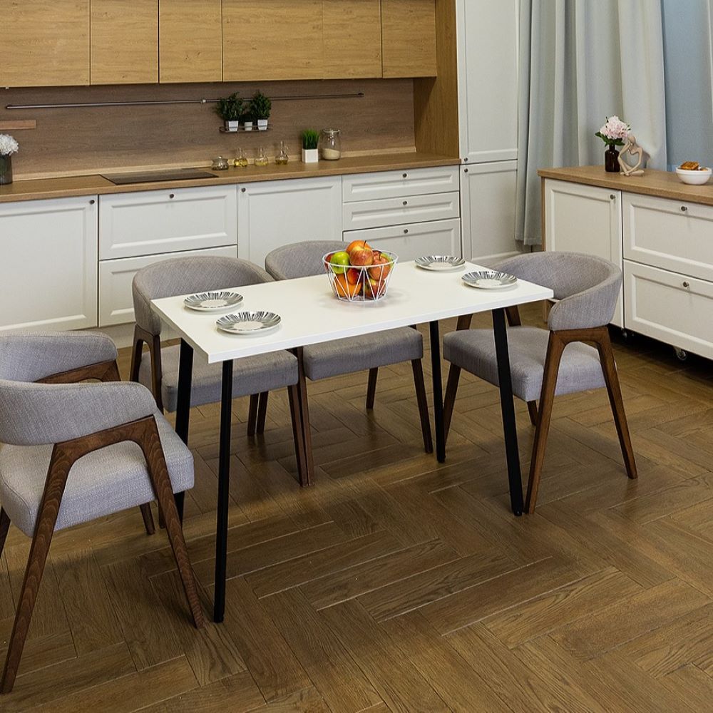 Стол обеденный кухонный Simple Table 110х55см цвет белый, ножки черные