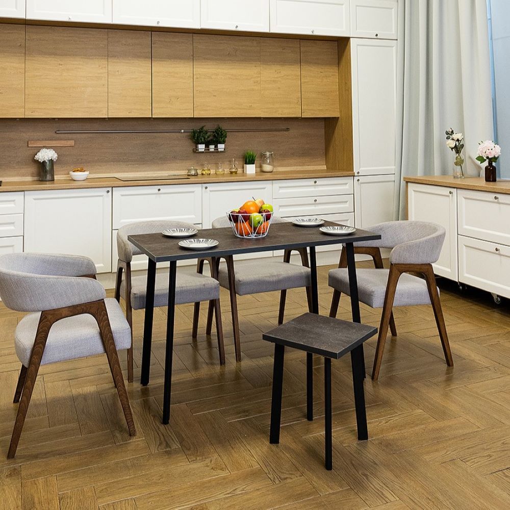 Стол обеденный кухонный Simple Table 90х55см цвет ателье темный, ножки черные