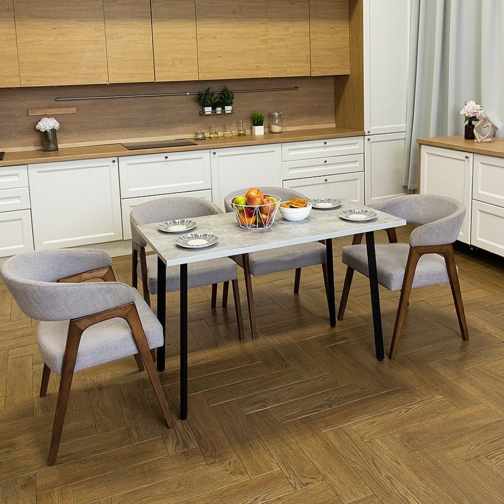 Стол обеденный кухонный Simple Table 90х55см цвет ателье светлый, ножки черные