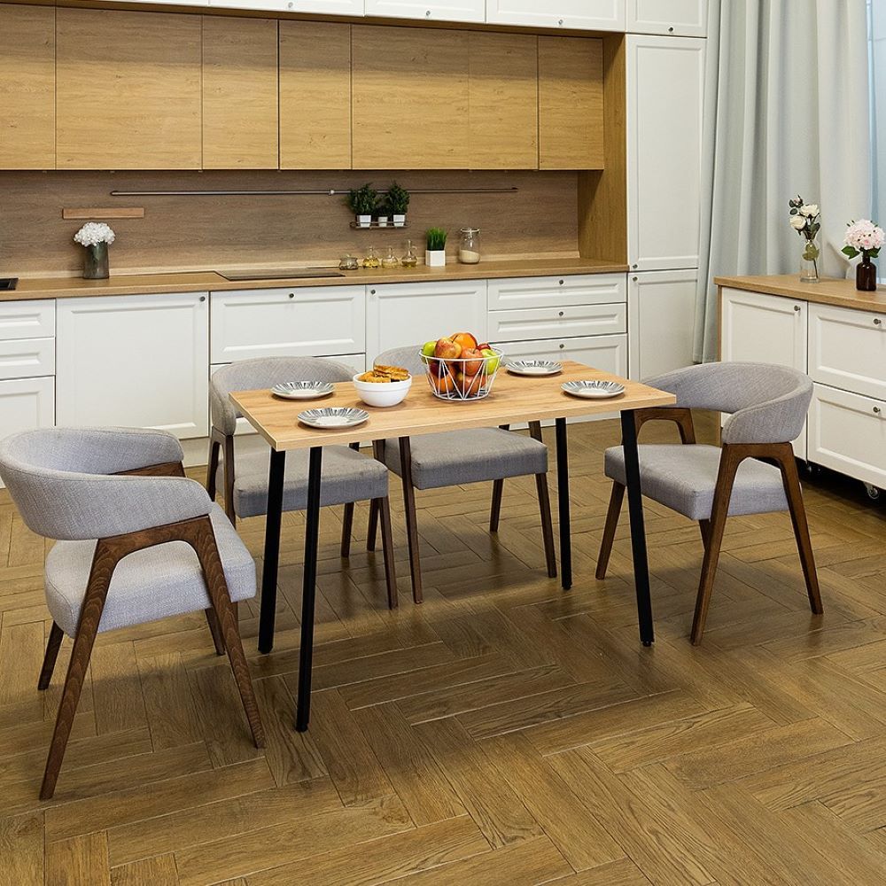 Стол обеденный кухонный Simple Table 90х55см цвет дуб золотой, ножки черные