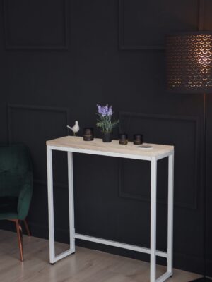 Консоль-тумба LobbyLoft 85х80х25см цвет дуб серый крафт, каркас белый