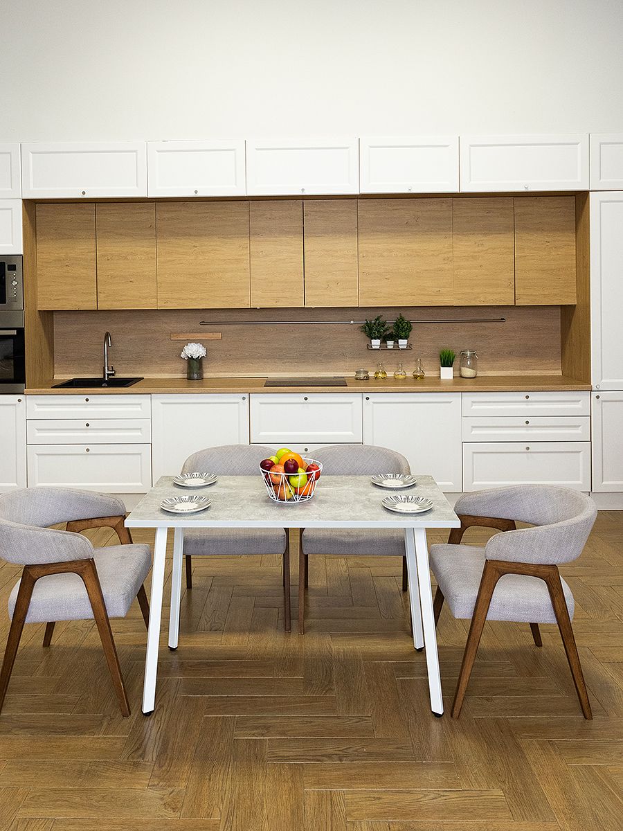 Стол обеденный кухонный Simple Table 110х55см цвет ателье светлый, ножки белые