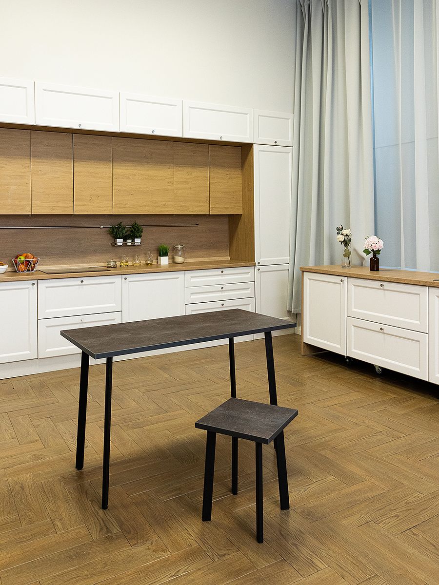 Стол обеденный кухонный Simple Table 110х55см цвет ателье темный, ножки черные