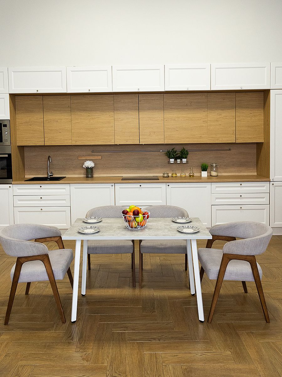 Стол обеденный кухонный Simple Table 90х55см цвет ателье светлый, ножки белые