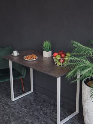 Стол обеденный кухонный письменный Universal Table 110х55см цвет ателье темный, ножки белые
