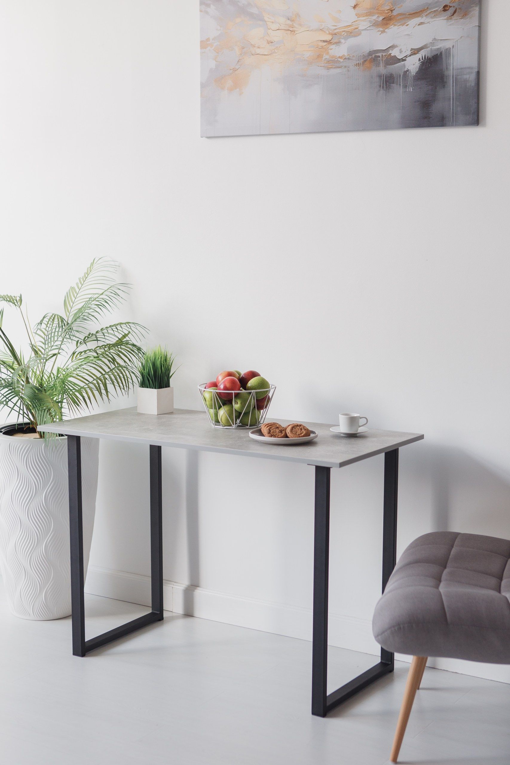 Стол обеденный кухонный письменный Universal Table 90х55см цвет ателье светлый, ножки черные