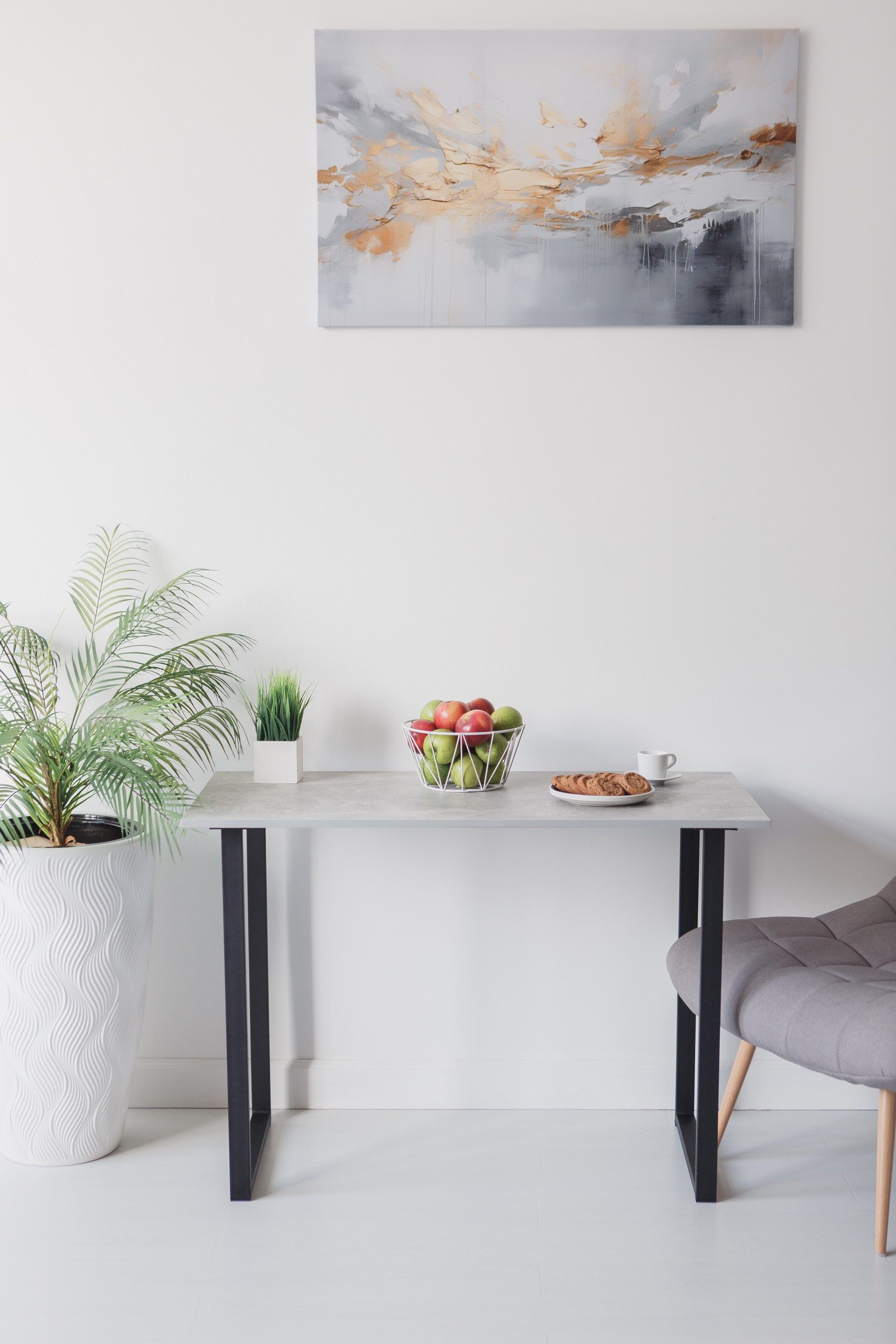 Стол обеденный кухонный письменный Universal Table 90х55см цвет ателье светлый, ножки черные