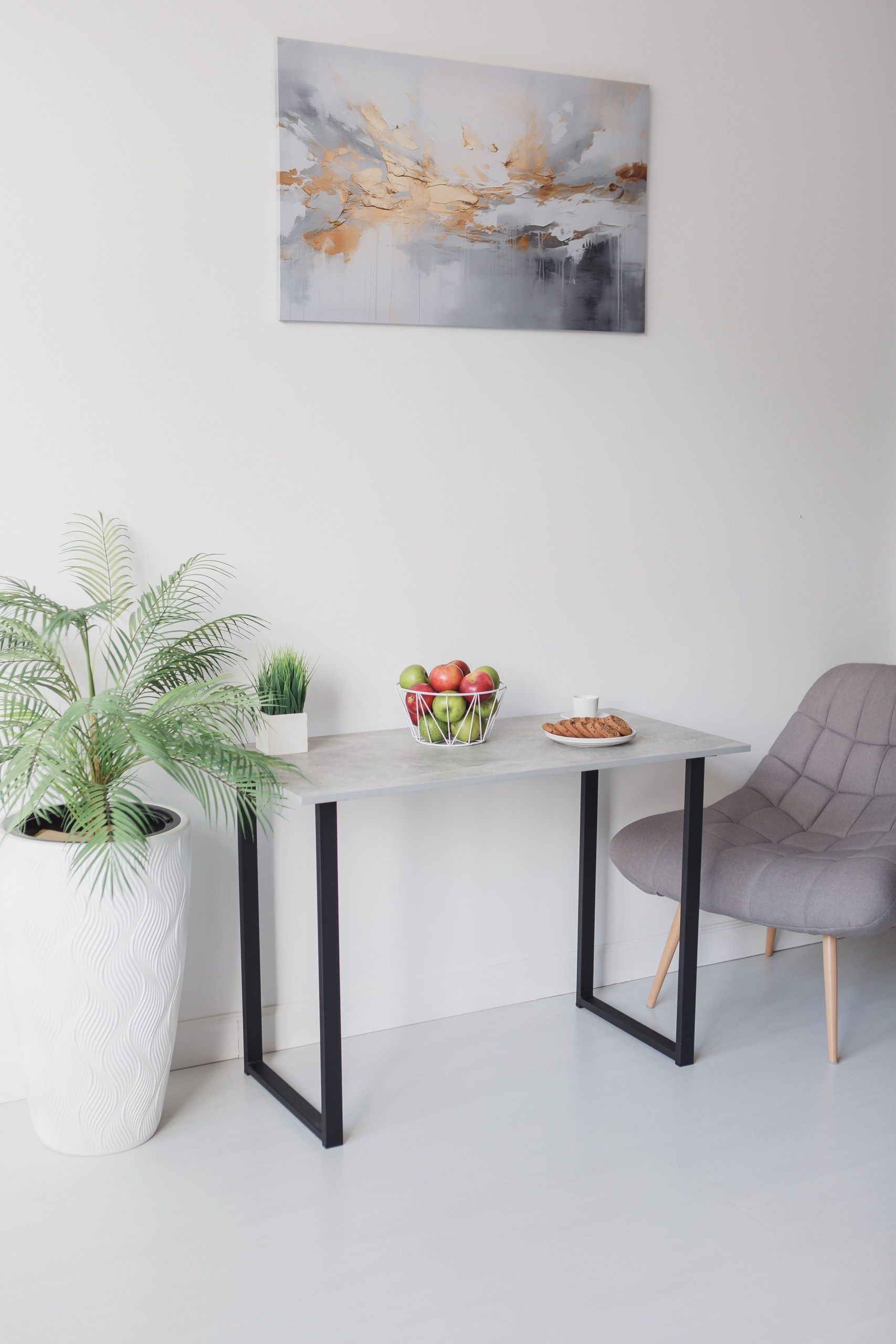 Стол обеденный кухонный письменный Universal Table 90х55см цвет ателье светлый, ножки черные