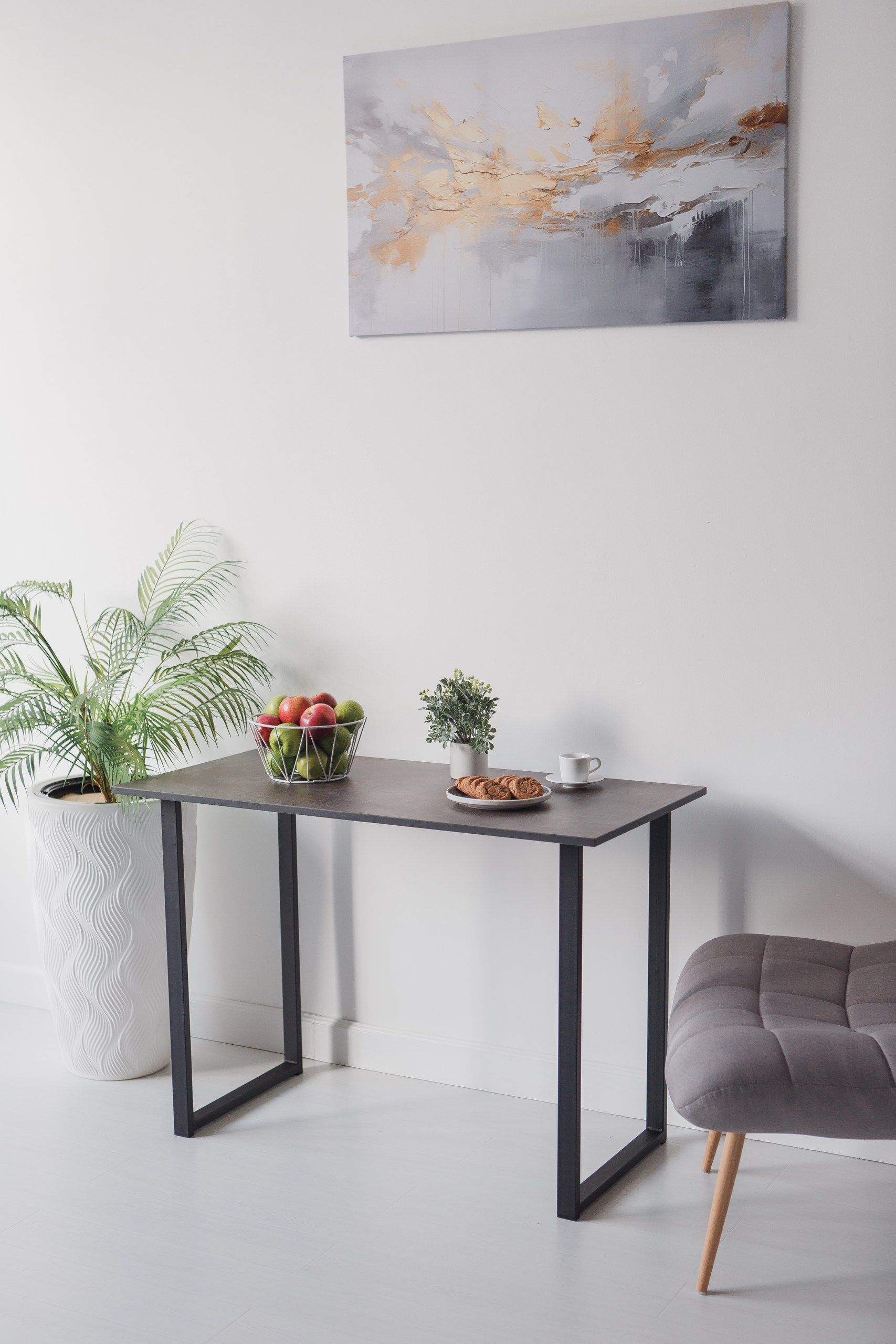 Стол обеденный кухонный письменный Universal Table 110х55см цвет ателье темный, ножки черные