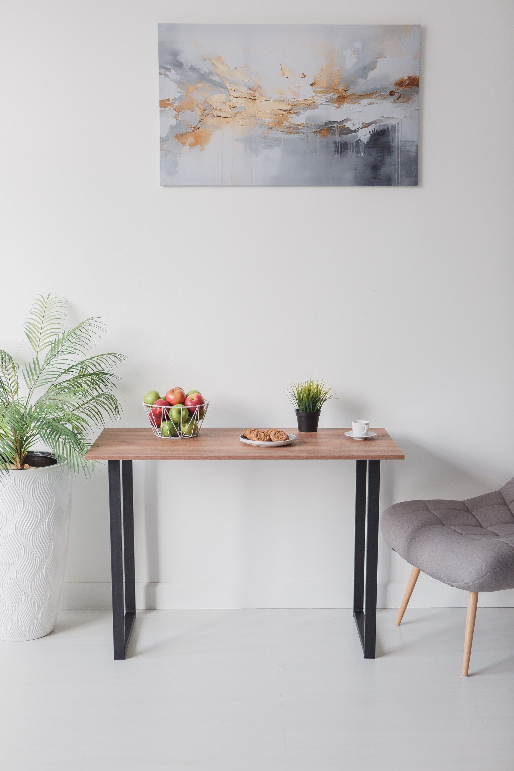 Стол обеденный кухонный письменный Universal Table 90х55см цвет дуб табачный, ножки черные