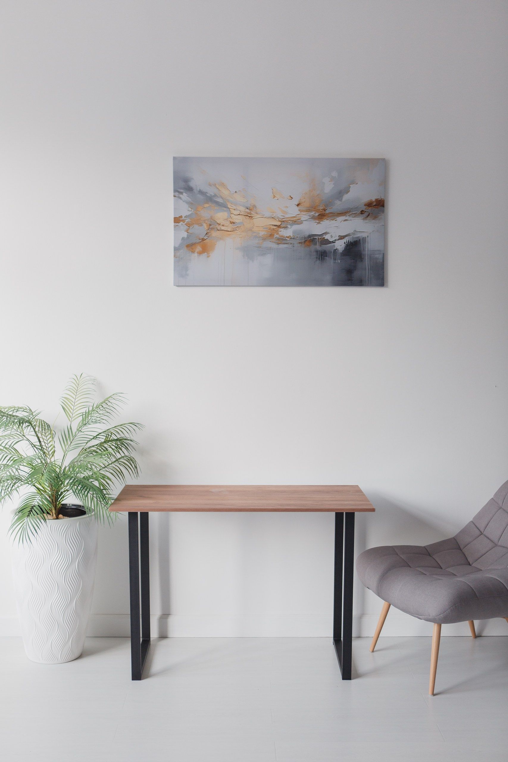 Стол обеденный кухонный письменный Universal Table 90х55см цвет дуб табачный, ножки черные