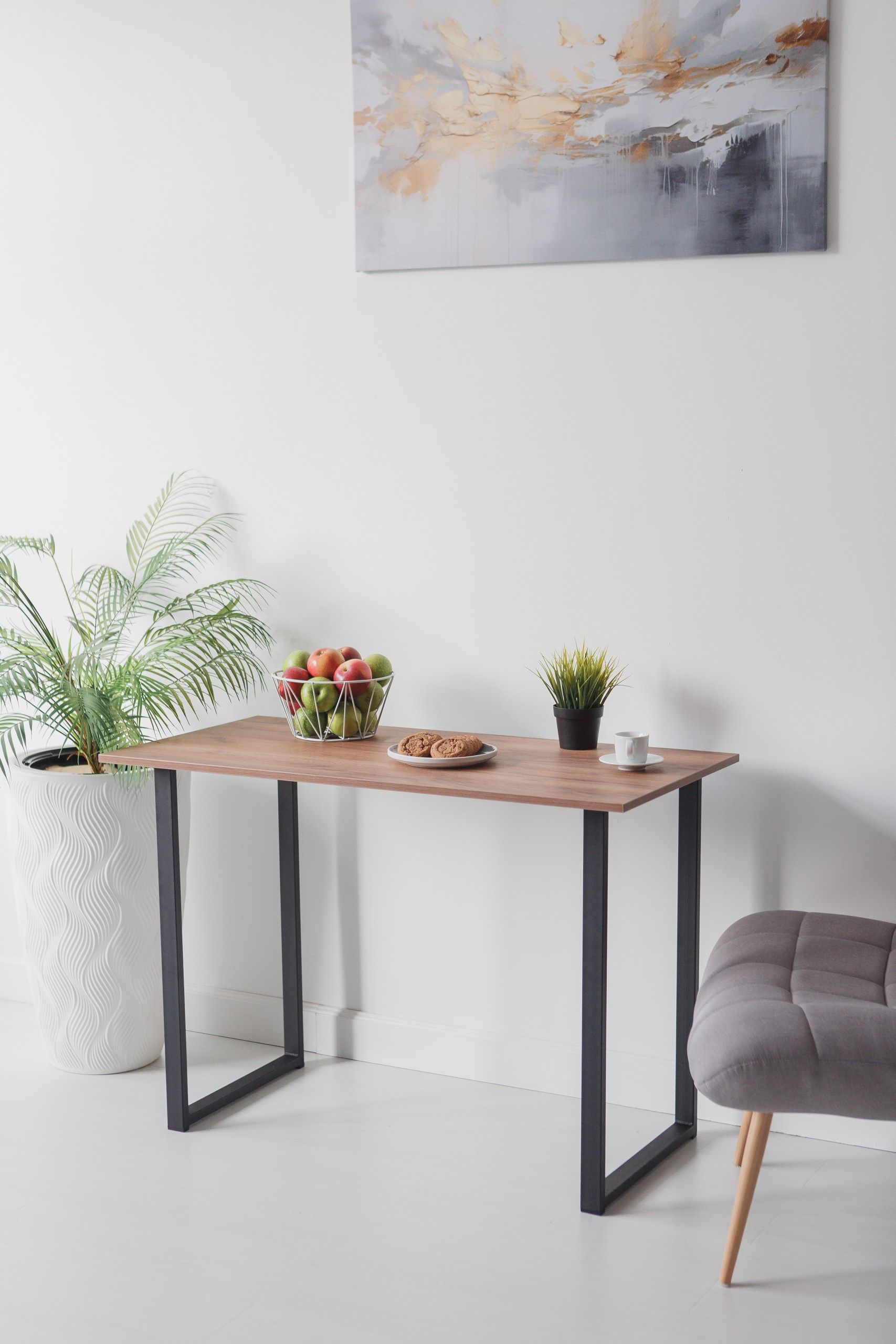 Стол обеденный кухонный письменный Universal Table 90х55см цвет дуб табачный, ножки черные