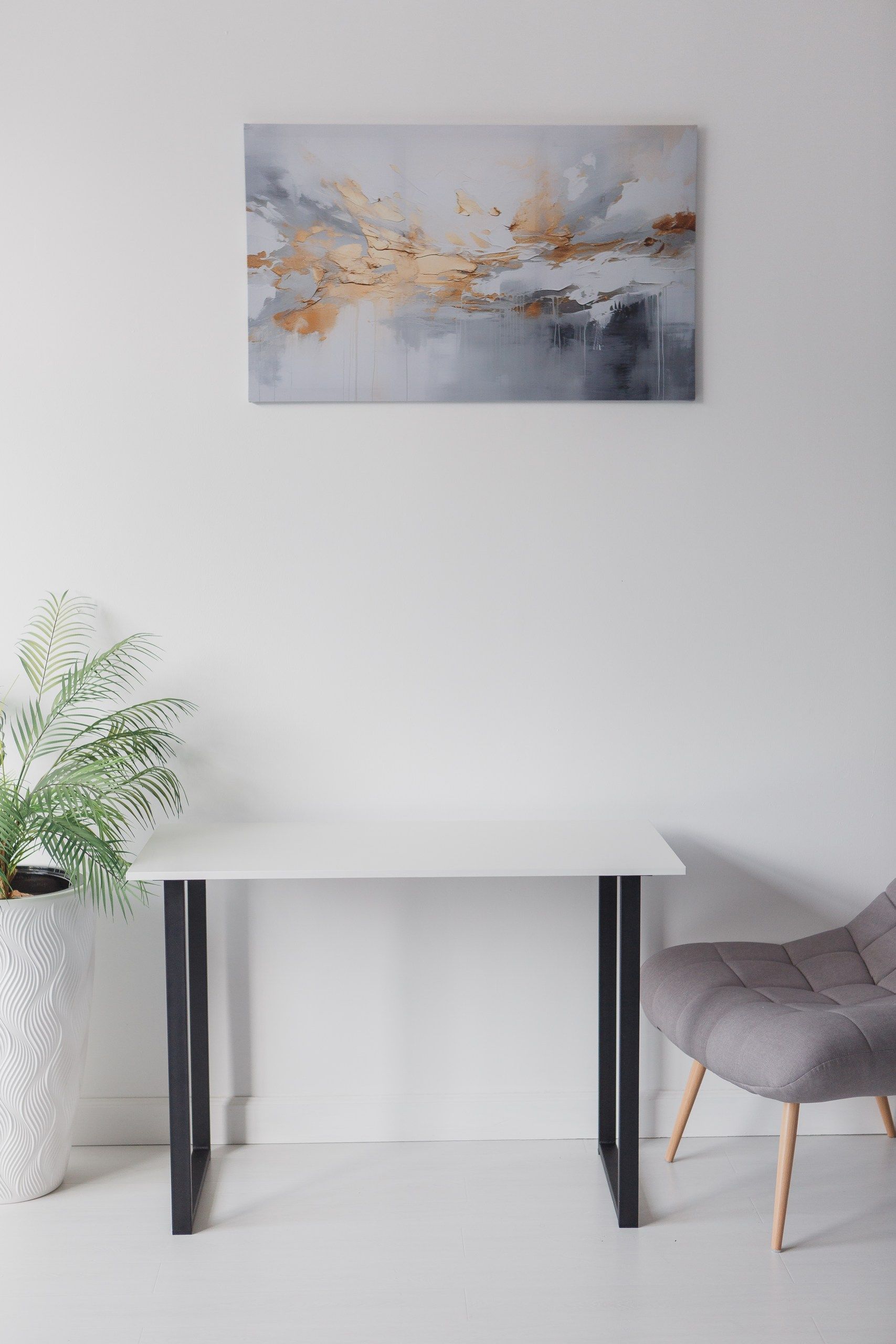 Стол обеденный кухонный письменный Universal Table 90х55см цвет белый, ножки черные