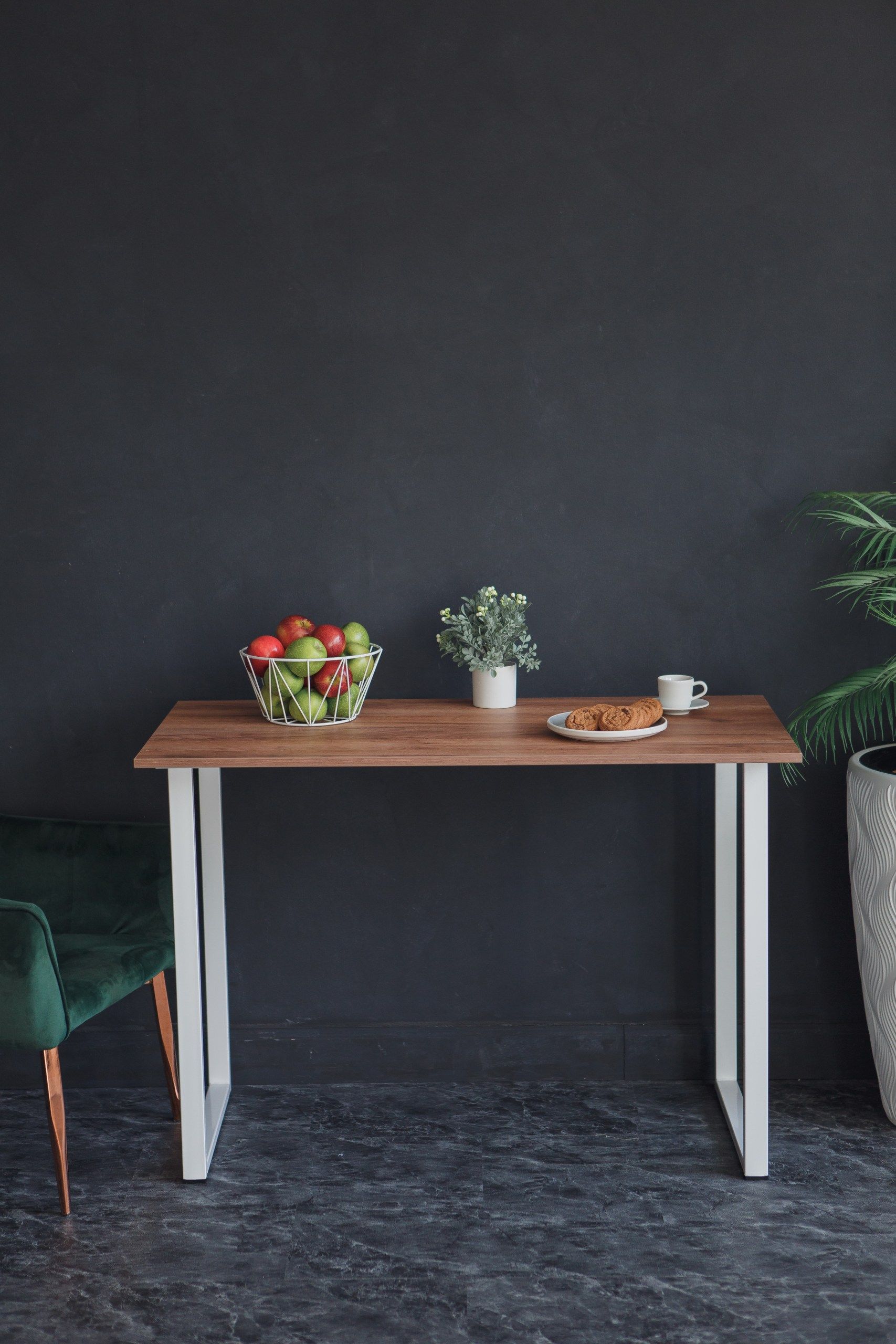 Стол обеденный кухонный письменный Universal Table 90х55см цвет дуб табачный, ножки белые