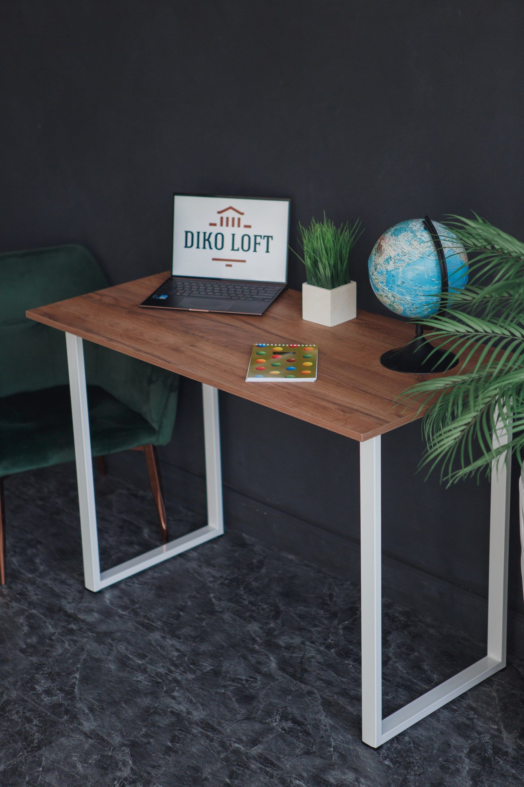 Стол обеденный кухонный письменный Universal Table 90х55см цвет дуб табачный, ножки белые