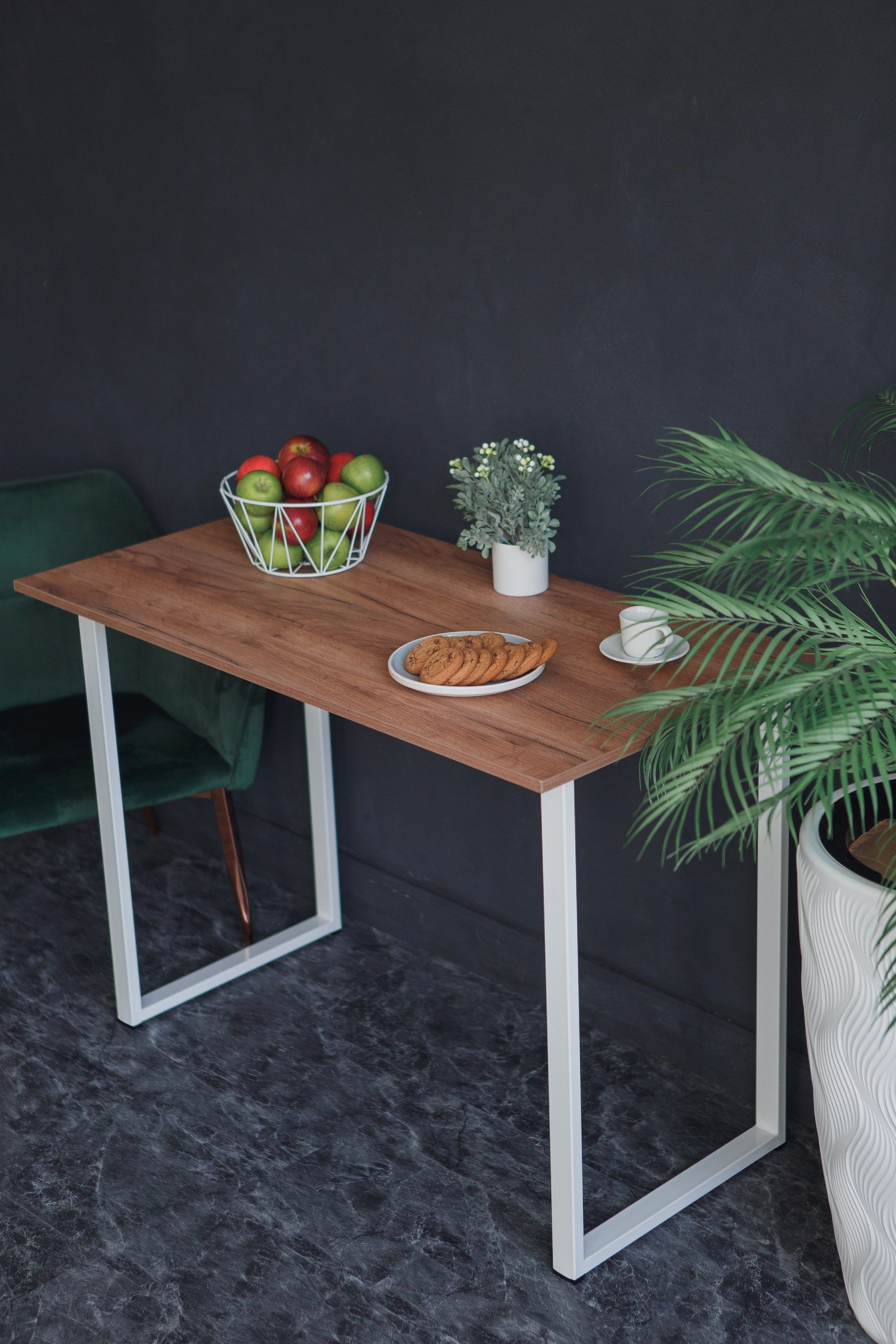 Стол обеденный кухонный письменный Universal Table 90х55см цвет дуб табачный, ножки белые