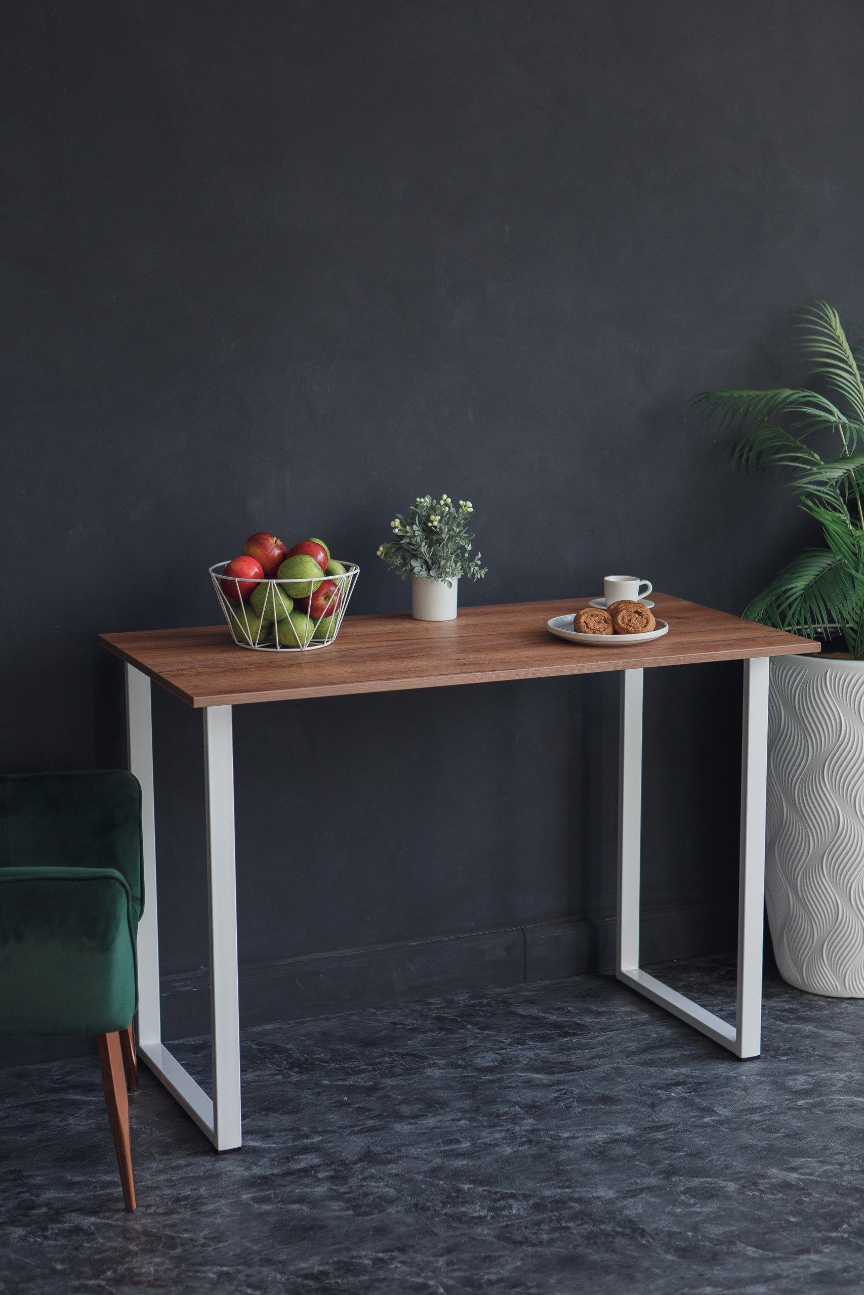 Стол обеденный кухонный письменный Universal Table 90х55см цвет дуб табачный, ножки белые