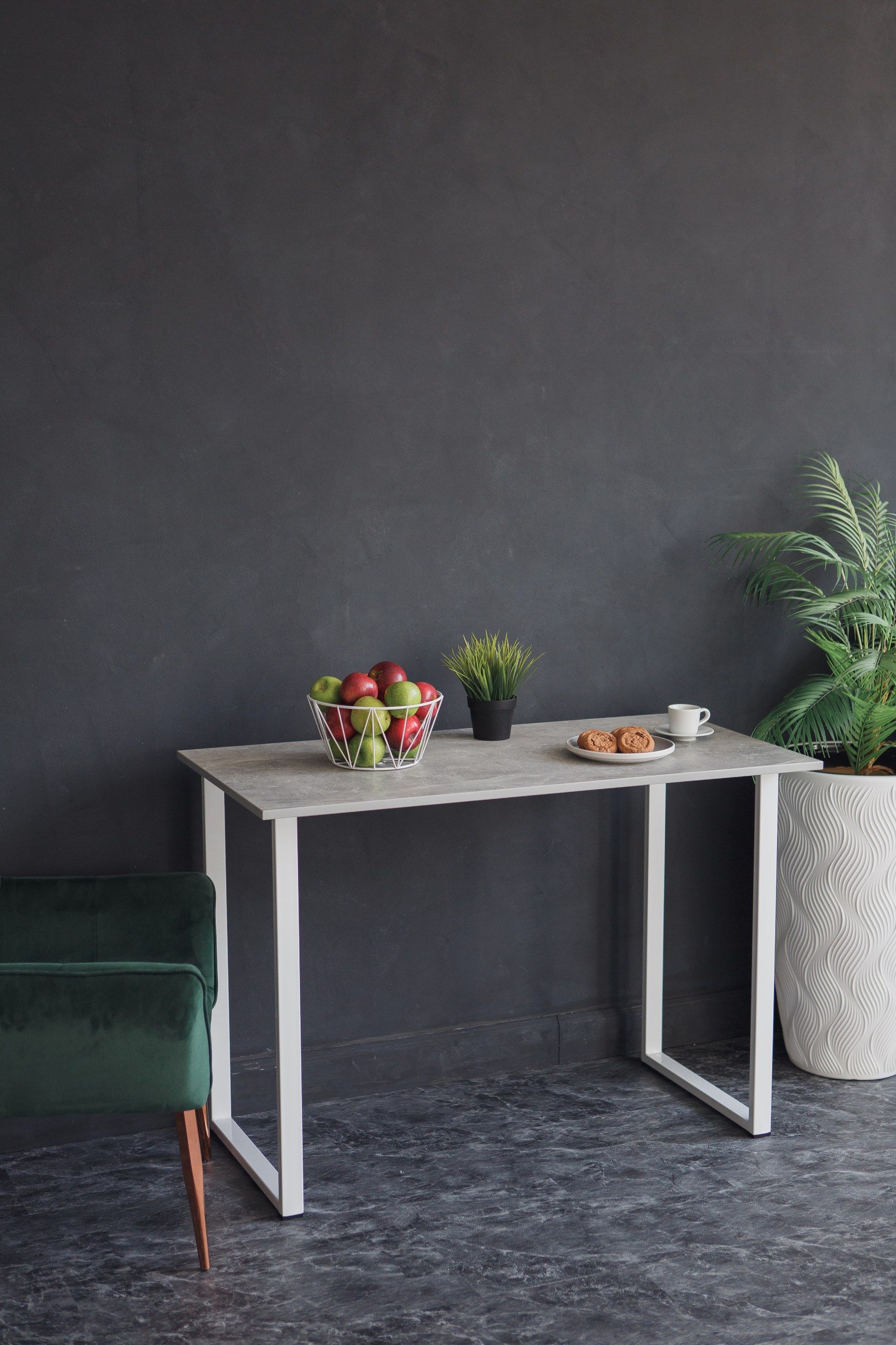 Стол обеденный кухонный письменный Universal Table 90х55см цвет ателье светлый, ножки белые