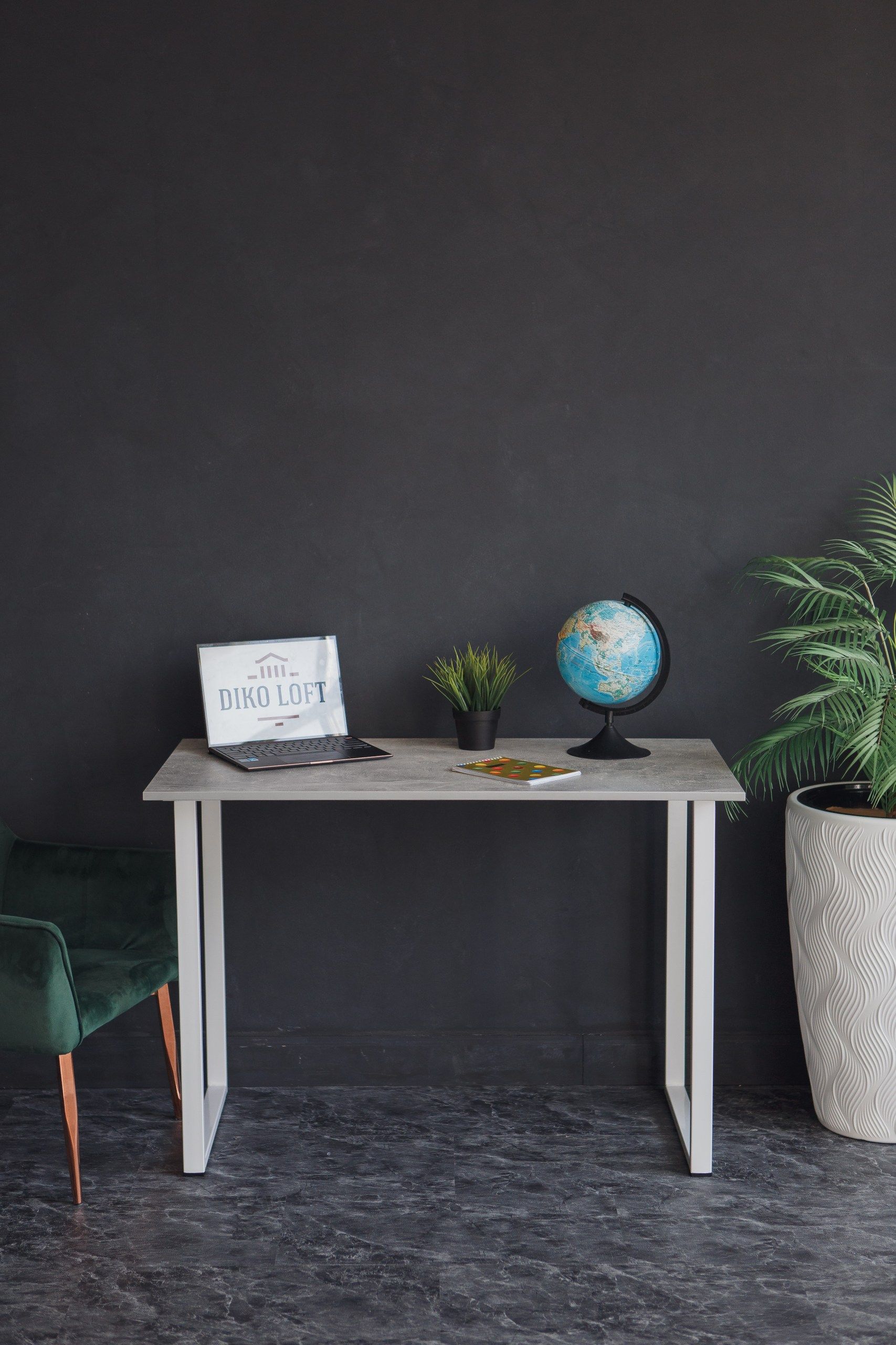Стол обеденный кухонный письменный Universal Table 90х55см цвет ателье светлый, ножки белые