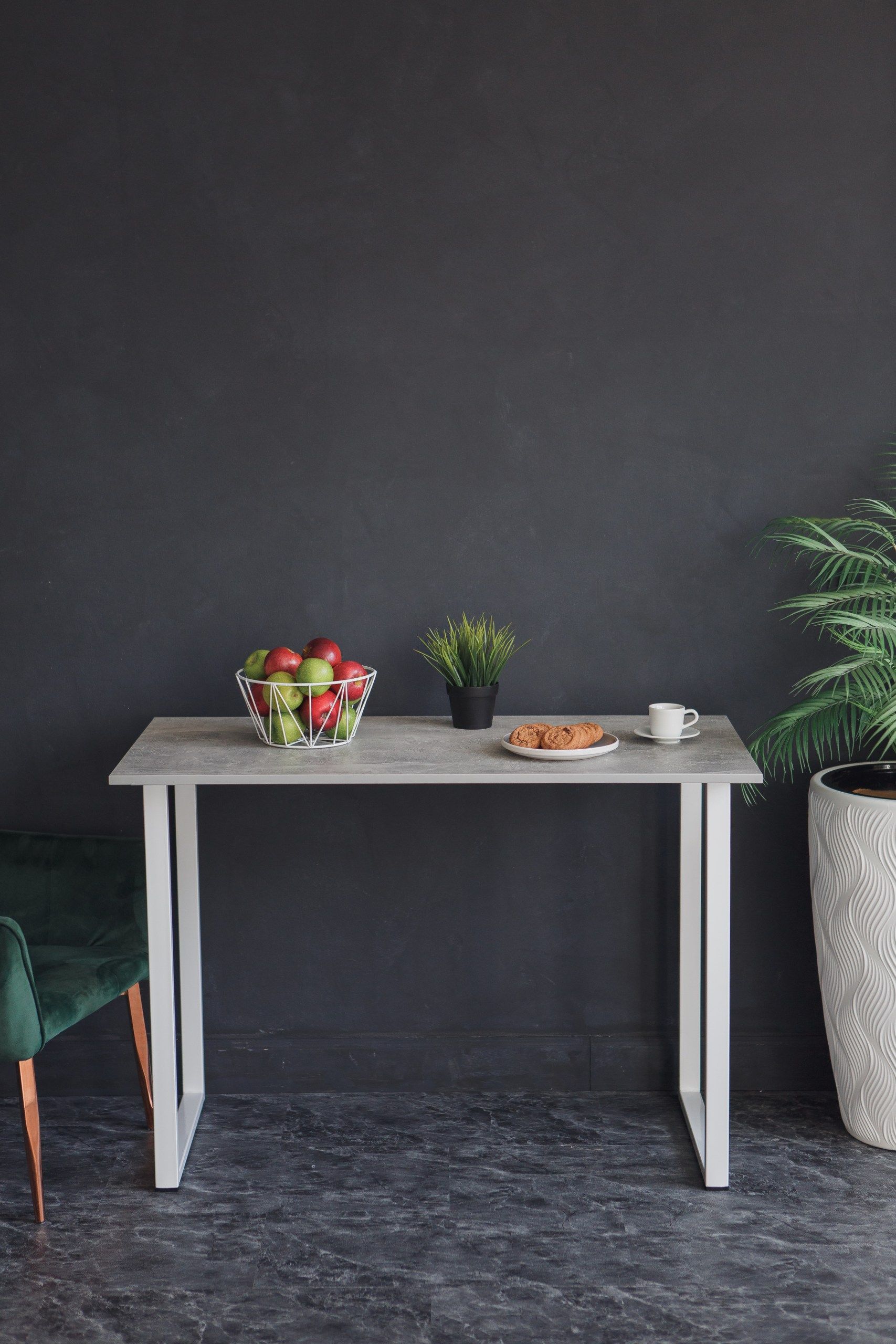 Стол обеденный кухонный письменный Universal Table 90х55см цвет ателье светлый, ножки белые