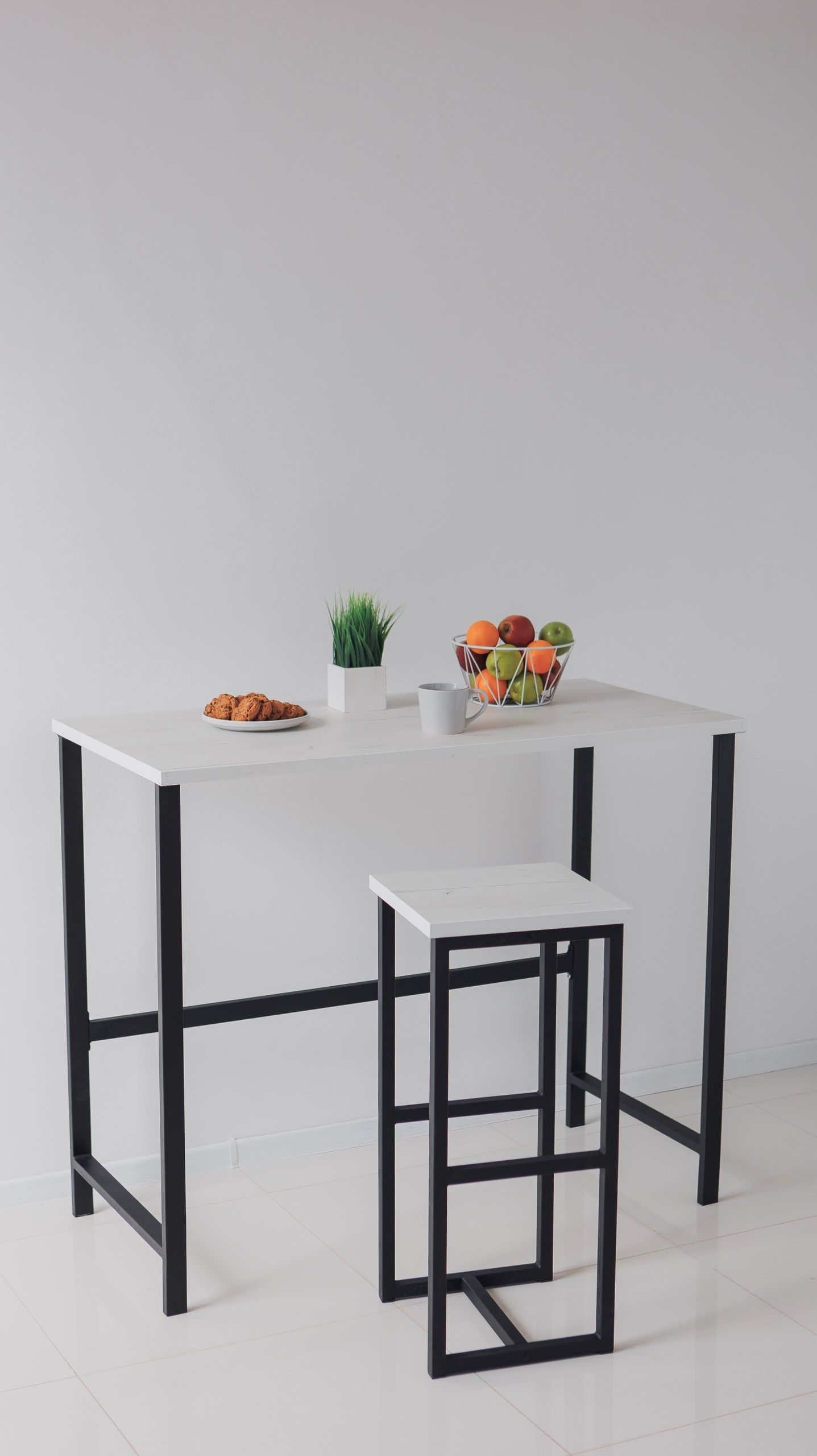 Стол барный Kitchenclassic, размер 120х40х100 см дуб белый крафт, черное подстолье